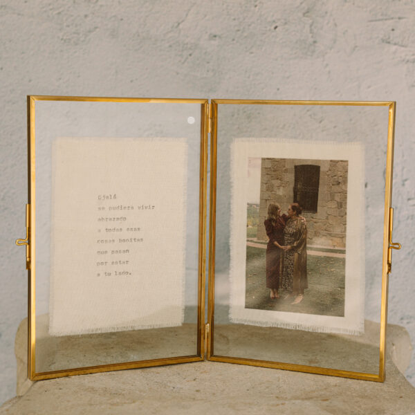 Cuadro de tela con texto y foto personalizado - DORADO